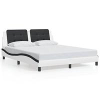 Bedframe met LED-verlichting kunstleer wit en zwart 160x200 cm - thumbnail