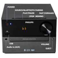 Philips M4505/12 Stereo-installatie met Bluetooth, Microsysteem (DAB+/FM Radio, MP3-CD, 60 W, Audio-ingang, USB-poort voor Opladen, Basreflex-luidsprekers, Digital Sound Control) - thumbnail