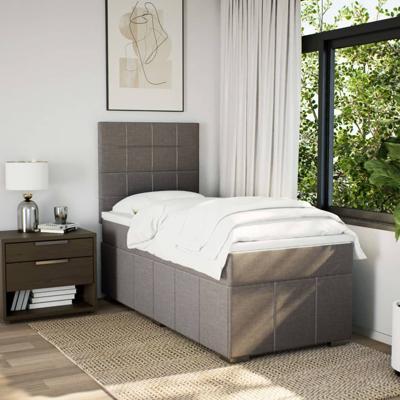 Boxspring met matras stof taupe 120x190 cm