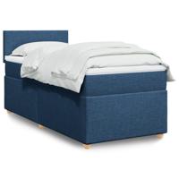 Boxspring met matras stof blauw 90x200 cm - thumbnail