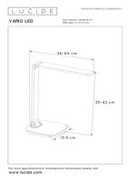 Lucide VARIO LED - Bureaulamp - LED Dimb. - CCT - 1x8W 2700K/6500K - Wit - thumbnail