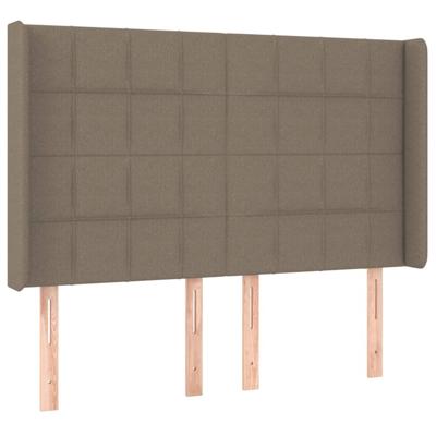 Hoofdbord met randen 147x16x118/128 cm stof taupe