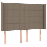 Hoofdbord met randen 147x16x118/128 cm stof taupe - thumbnail