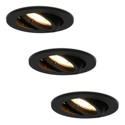 Set van 3 Oslo LED inbouwspots - 4 Watt 345 lumen - 2700K Warm wit - GU10 - Dimbaar - Rond - Kantelbaar - IP20 voor binnen - Zwart Set van 3 Oslo LED inbouwspots - 4 Watt 345 lumen - 2700K Warm wit - GU10 - Dimbaar - Rond - Kantelbaar - IP20 voor binnen - Zwart