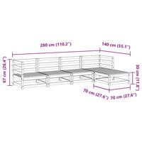 5-delige Loungeset massief grenenhout wit - thumbnail