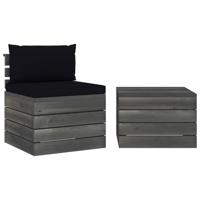 2-delige Loungeset met kussens pallet massief grenenhout - thumbnail