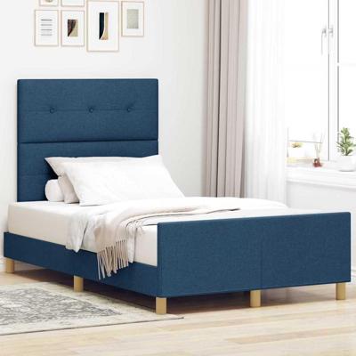 Bedframe met hoofdeinde Blauw 120 x 190 cm Stof