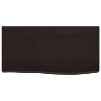 Wastafelblad 60x30x(2-4) cm behandeld massief hout donkerbruin - thumbnail