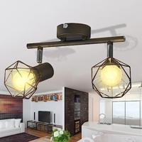 VidaXL Plafondlamp met 2 led&apos;s industriële stijl zwart - thumbnail