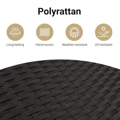 Tuinstoelen 2 st met kussens poly rattan zwart - thumbnail