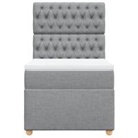 Boxspring met matras stof lichtgrijs 90x190 cm - thumbnail