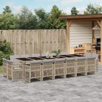 17-delige Tuinset met kussens poly rattan gemengd beige - thumbnail