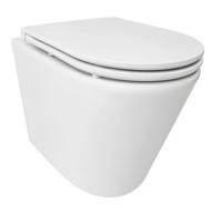 Astev Rimless Wandcloset Tornado BWS Flush Mat Wit Met Flatline Toiletzitting Softclose En Quick Release Mat Wit Boss & Wessing - thumbnail