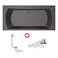 Xenz Robijn Duobad - 190x90x48 - afvoer Midden - acryl - antraciet 6988-05 - thumbnail