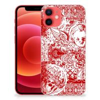 Silicone Back Case iPhone 12 Mini Angel Skull Rood - thumbnail