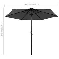 VidaXL Parasol met led-verlichting en aluminium paal 270 cm antraciet - thumbnail