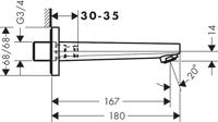 Hansgrohe Metropol baduitloop, chroom - thumbnail