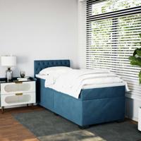 Boxspring met matras fluweel donkerblauw 90x190 cm - thumbnail