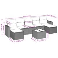 8-delige Loungeset met kussens poly rattan beige - thumbnail