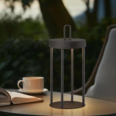 Draadloze Oplaadbare LED Tafellamp - Binnen & Buiten - Dimbaar - ø12.8 x 28.4 cm - Warmwit licht - 3000mAh - Zwart