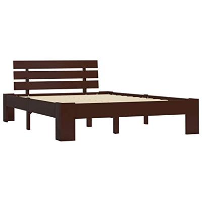 VidaXL Bedframe massief grenenhout donkerbruin 140x200 cm VidaXL Bedframe massief grenenhout donkerbruin 140x200 cm