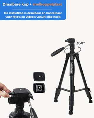 MOJOGEAR 167cm 3-in-1 statief: driepoot, monopod & horizontale arm