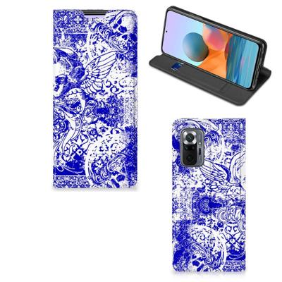 Mobiel BookCase Xiaomi Redmi Note 10 Pro Angel Skull Blauw Mobiel BookCase Xiaomi Redmi Note 10 Pro Angel Skull Blauw