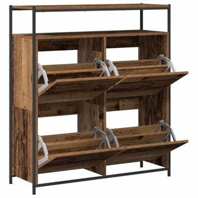 Schoenenkast met plank Oudhout 100 x 34 x 112 cm Bewerkt hout