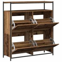 Schoenenkast met plank Oudhout 100 x 34 x 112 cm Bewerkt hout - thumbnail