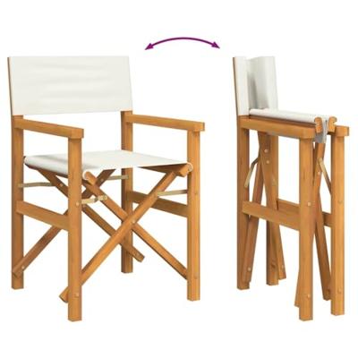 Regisseursstoelen inklapbaar 2 st massief teakhout crmekleurig - thumbnail