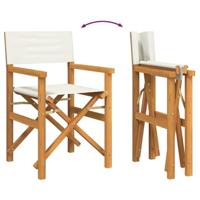 Regisseursstoelen inklapbaar 2 st massief teakhout crmekleurig - thumbnail
