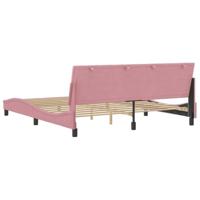 Bedframe met hoofdeinde fluweel roze 180x200 cm - thumbnail