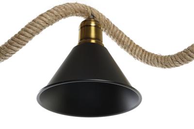 Plafondlamp DKD Home Decor Natuurlijk Zwart Metaal Touw 50 W (85 x 18 x 20 cm)