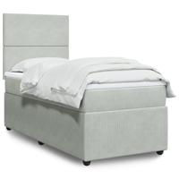 Boxspring met matras fluweel lichtgrijs 200x200 cm - thumbnail