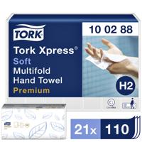 Handdoek Tork H2 Xpress Premium multifold 2-laags 212x340mm 21x110 vel wit 100288 - thumbnail