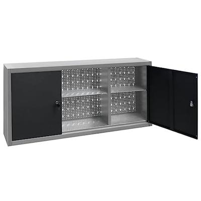 VidaXL Gereedschapskast voor aan de wand metaal grijs en zwart VidaXL Gereedschapskast voor aan de wand metaal grijs en zwart