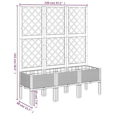 VidaXL Plantenbak met latwerk 120x40x142 cm polypropeen blauwgrijs VidaXL Plantenbak met latwerk 120x40x142 cm polypropeen blauwgrijs