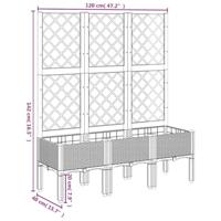 Plantenbak met latwerk 120x40x142 cm polypropeen grijs - thumbnail