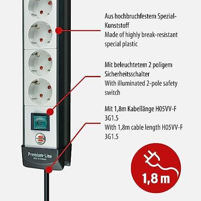 Brennenstuhl Premium-Line stekkerdoos 4-voudig zwart/lichtgrijs 1,8m H05VV-F 3G1,5 - 1951540100 - thumbnail