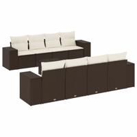 9-delige Loungeset met kussens poly rattan bruin - thumbnail