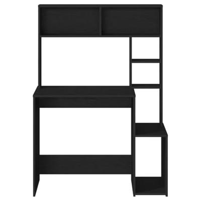 Bureau met schappen 100x45x140 cm bewerkt hout zwart Bureau met schappen 100x45x140 cm bewerkt hout zwart