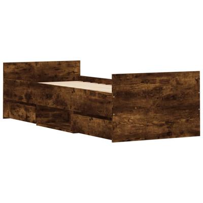 Bedframe met hoofd- en voeteneinde gerookt eiken 75x190 cm