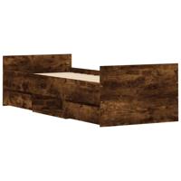 Bedframe met hoofd- en voeteneinde gerookt eiken 75x190 cm - thumbnail