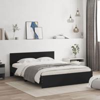 Bedframe met hoofdeinde zwart 140x190 cm - thumbnail