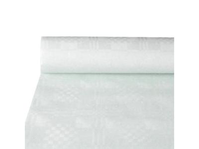 Damast tafelkleed papier 118cmx8m wit