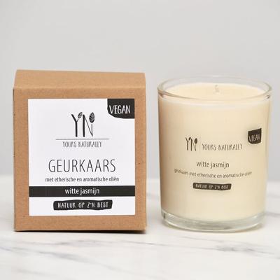 Yours Naturally Geurkaars in glas witte jasmijn 20cl 1 Stuks Yours Naturally Geurkaars in glas witte jasmijn 20cl 1 Stuks