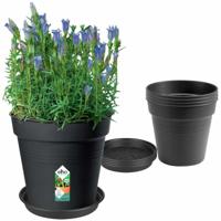 Bloempot Elho Zwart Plastic Cirkelvormig - thumbnail
