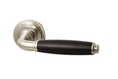 Hardbrass Deurkruk Arezzo op rozet - mat nikkel/ebbenhout