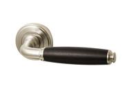 Hardbrass Deurkruk Arezzo op rozet - mat nikkel/ebbenhout - thumbnail