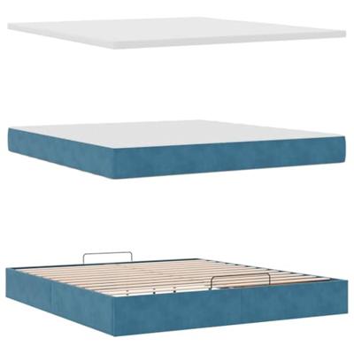 Ottoman bed met matras 160x200cm fluweel donkerblauw